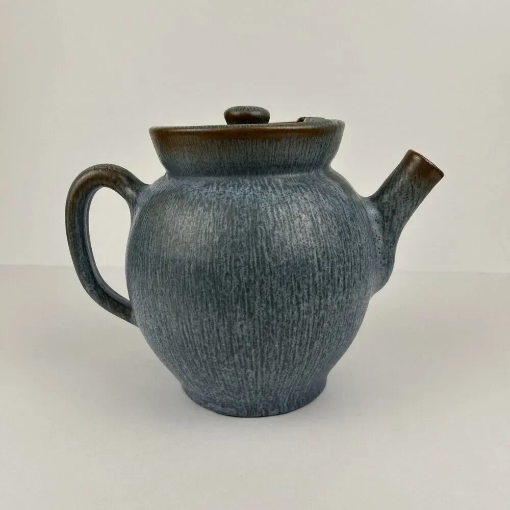 Hand Crafted teapot short spout round Asian inspired Pottery